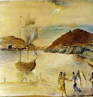 Dali, Salvador - Landscape of Port Lligat with Homely Angels and Fishermen